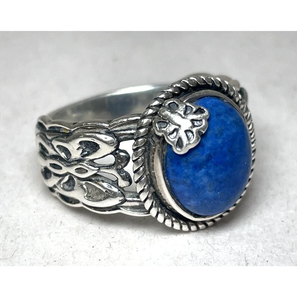 Carolyn Pollack 925 Sterling Silver Lapis Lazuli Ring Size 9.75 8g Signed